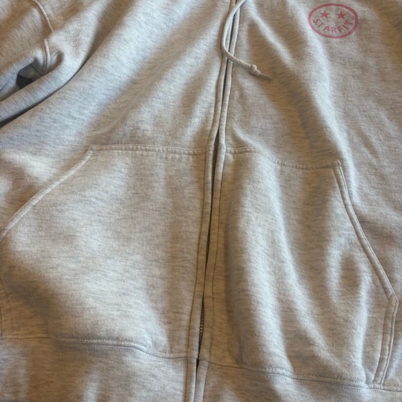 STARFIT Light Grey Oversized Zip Up Hoodie Sweatshirt w/ Lightning Bolt  XL/XXL - Picture 7 of 13